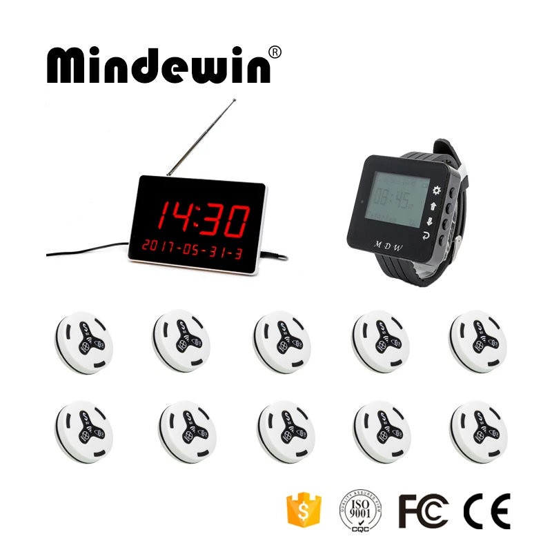 Беспроводная система вызова Mindewin 2017 ресторан 10 шт. M K 3 кнопка + 1 W часы пейджер R