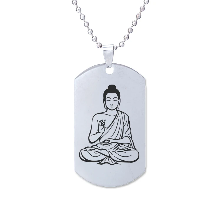 indian jewelry Sakyamuni charm pendant necklace Buddhism Hinduism dog tag stainless steel lucky collares for women/mens | Украшения и