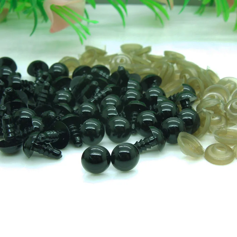 100pcs 9mm 5-24 мм черный Пластик защитные глаза ручной работы аксессуары для кукол амигуруми или вязаная, с медведем куклы животных для изготовления - Цвет: 100pcs 9mm