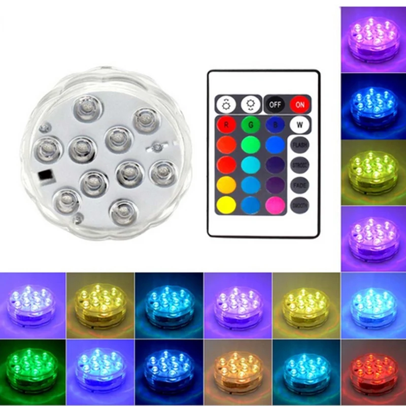 10 светодиодов с дистанционным управлением RGB погружной светодиодный светильник с батареей подводный ночной Светильник ваза чаша Открытый сад вечерние водонепроницаемый Декор