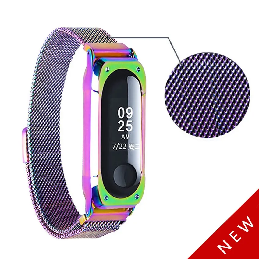 Многоцветные магнитные ремни Milanese с пряжкой для Xiaomi Mi Band 3 металлический ремешок