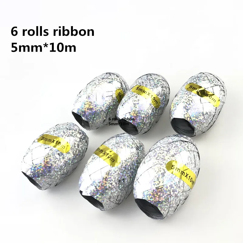 6pcssilverribbon 7/11 пробки держатель воздушных шаров колонна-подставка прозрачный пластиковый шар палочка День Рождения украшения Детские свадебные шары Декор сувениры - Color: 6pcssilverribbon