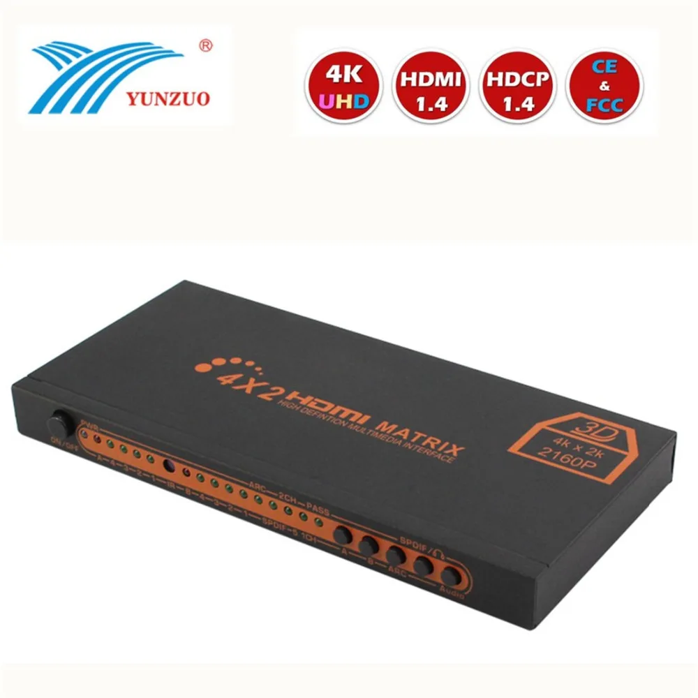 4K * 2K 3D 1080P V1.4 HDMI матрица 4x2 с пультом дистанционного управления 4 в 2 выхода