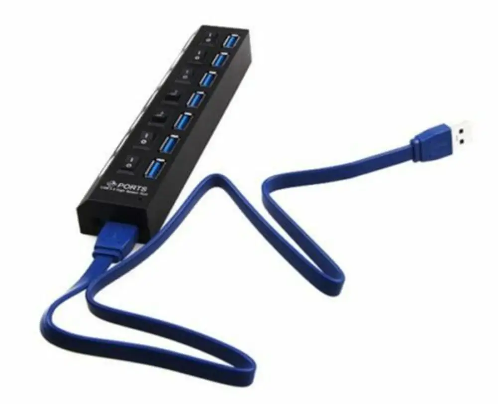 7 портов usb 2,0 концентратор Высокоскоростной адаптер 480 Мбит/с usb разветвитель концентратор 2,0 с выключателем питания для ipad ноутбука компьютера телефона