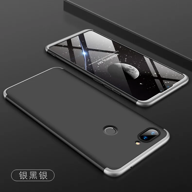 Жесткий чехол 3 в 1 для xiaomi mi 8 Lite, матовая броня, гибридная защитная задняя крышка, чехол s для xiaomi mi 8 lite 360, полный Чехол - Цвет: silver black
