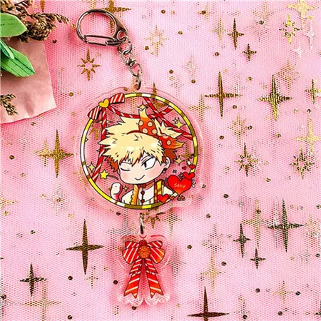 as pictued Anime Boku No Hero Academia Midoriya Izuku Bakugou Katsuki Shoto Acrylic Figure keychain Keyring Decoration Collection Model Toy - Цвет: as pictued