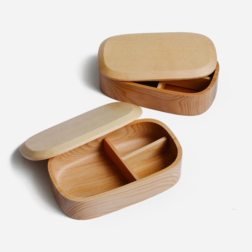 Ланч-бокс из натурального дерева Bento, трехслойный контейнер для еды, портативный Ланчбокс, кухонный прямоугольник, однослойные/двойные миски