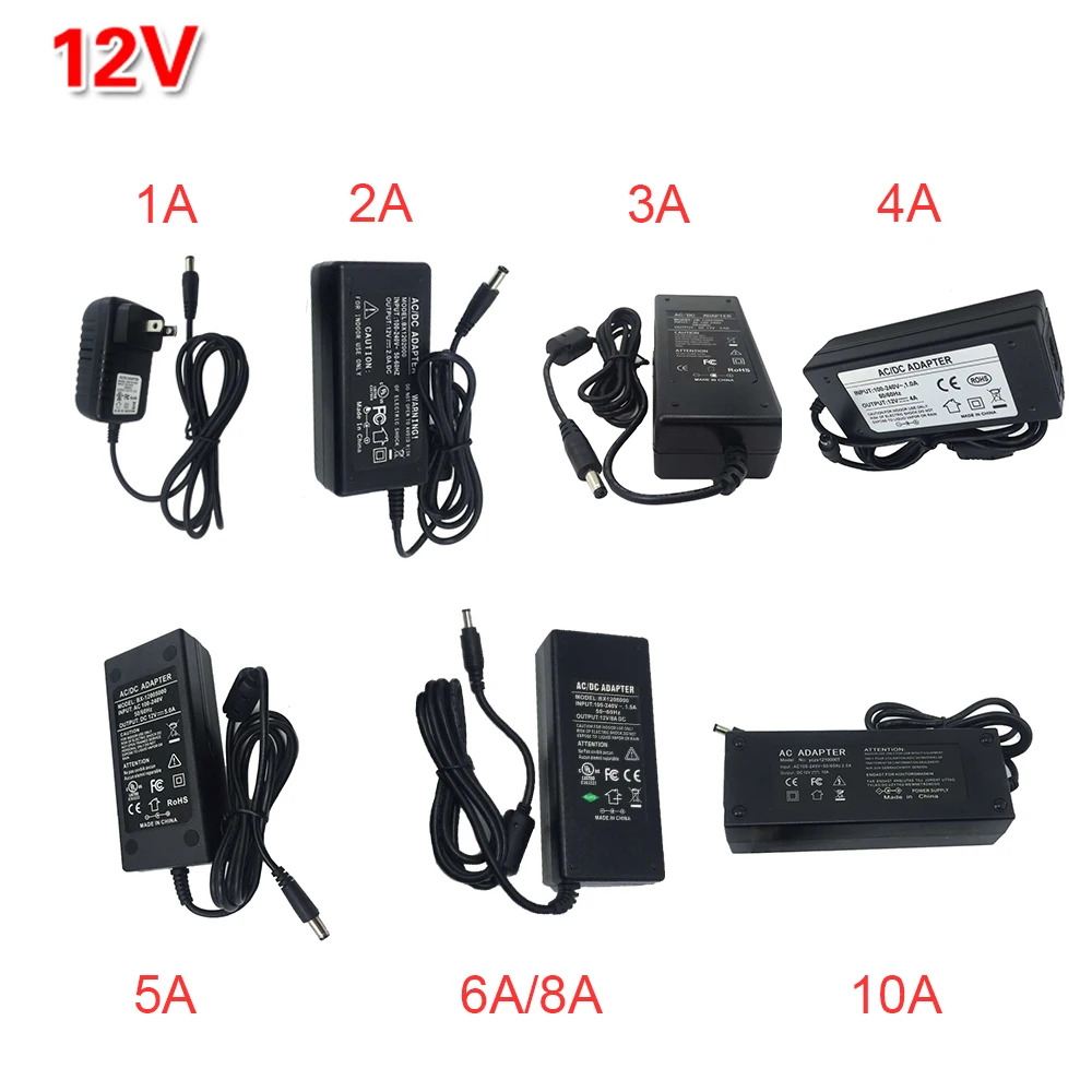 Power Adapter AC 100-220V to DC12V 1A 2A 3A 4A 5A 6A 8A 10A LED Transformer Low Voltage for Strip Light camera computer | Лампы и