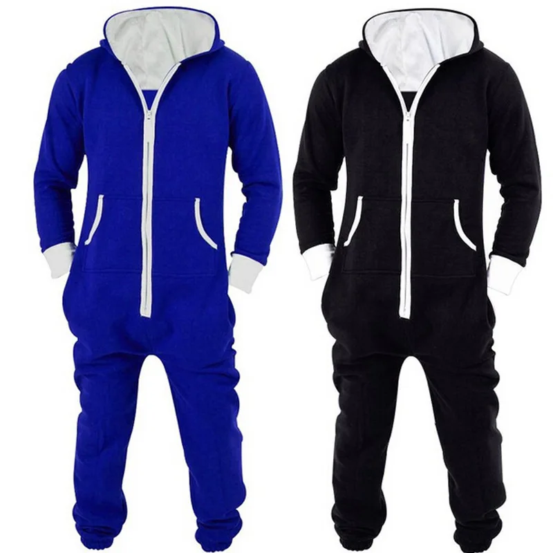 

Winter Men Motion piece men zipper cardigan Hoodie Black Blue gray Pyjamas Piece Sleepwear Adult Onesie Costume Cosplay