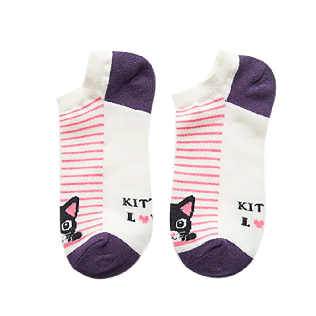 Womail/Женские Носки с рисунком кота модные забавные короткие носки женские