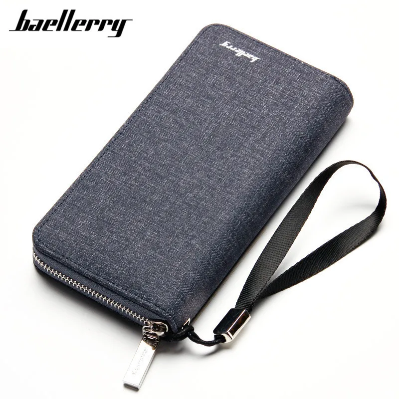 Baellerry Модные мужские бумажники джинсовый холщовый Длинный дизайнерский мужской