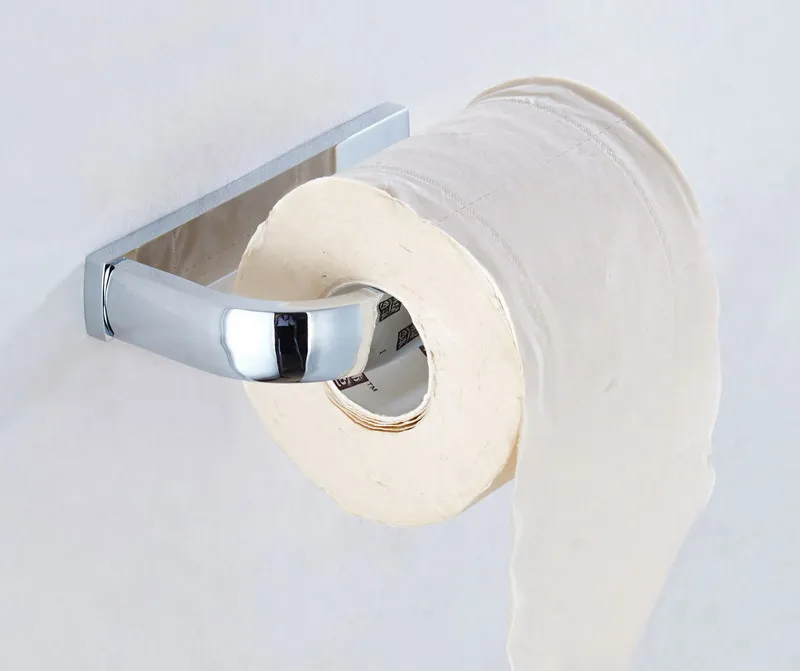 Полированный хромированный латунный квадратный настенный держатель рулона