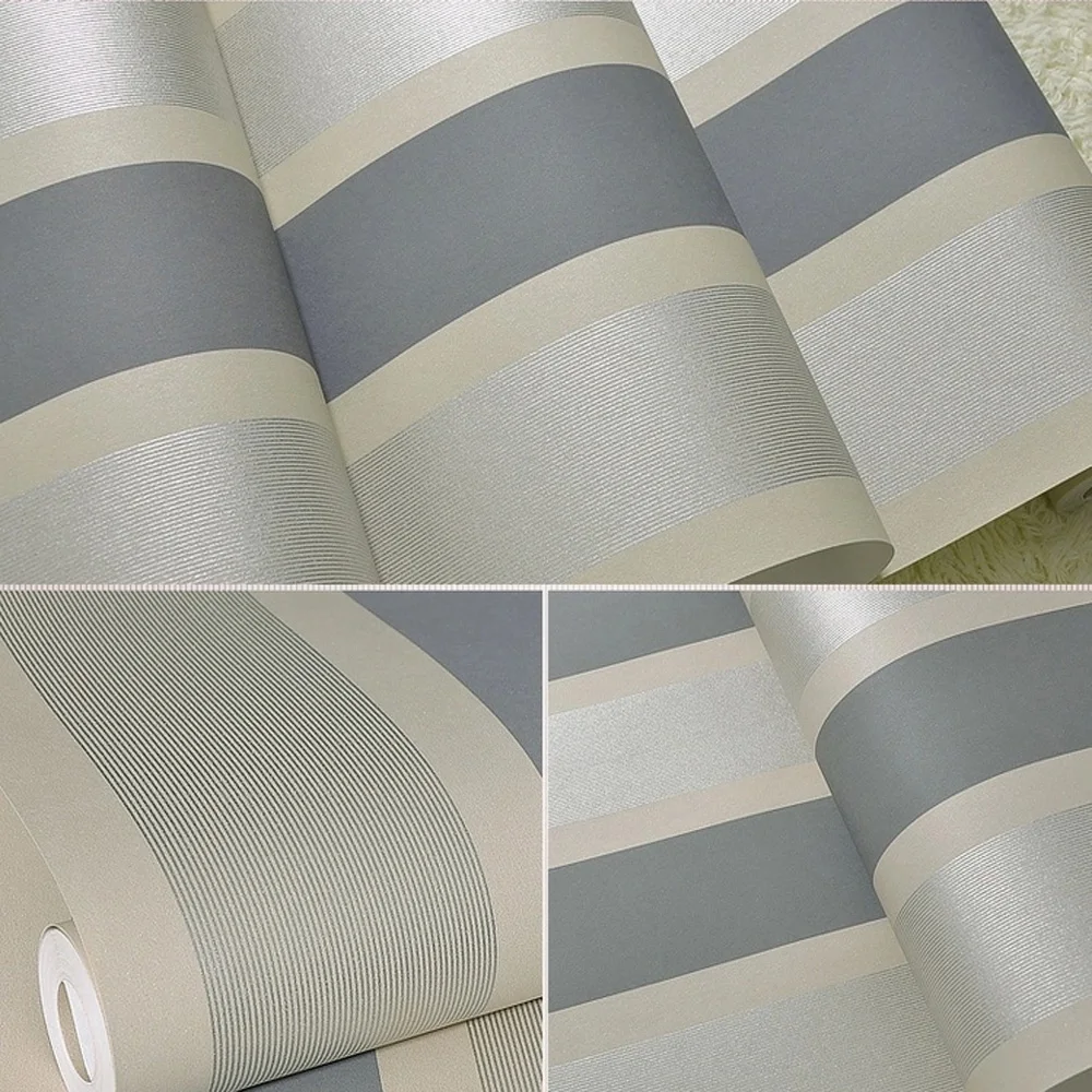 Q QIHANG High Texture Modern Minimalist Multicolor striped Non-woven Wallpaper Dark gray silver 0.53m*10m=5.3m2 | Обустройство дома