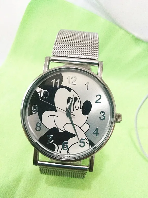 

Reloj Muje новая детская пижама с Микки Маусом; Брендовые женские туфли стильные часы из нержавеющей стали, часы на каждый день кварцевые часы по...