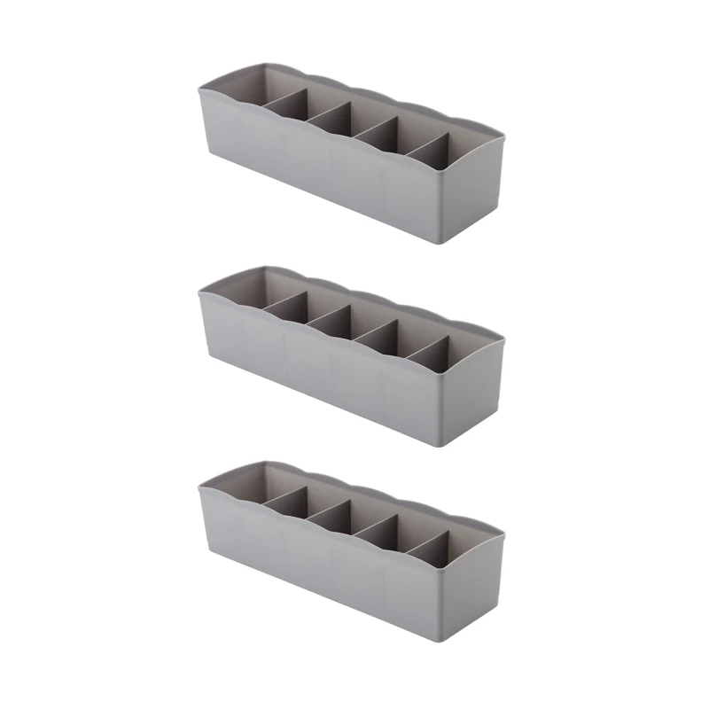 Grey - (Style B) 3 шт. коробка для хранения Organizador Носки Нижнее белье ящик Органайзер Пластиковый Шкаф Ящики для хранения Макияж Контейнер Одежда Органайзер - Цвет: Grey - (Style B)