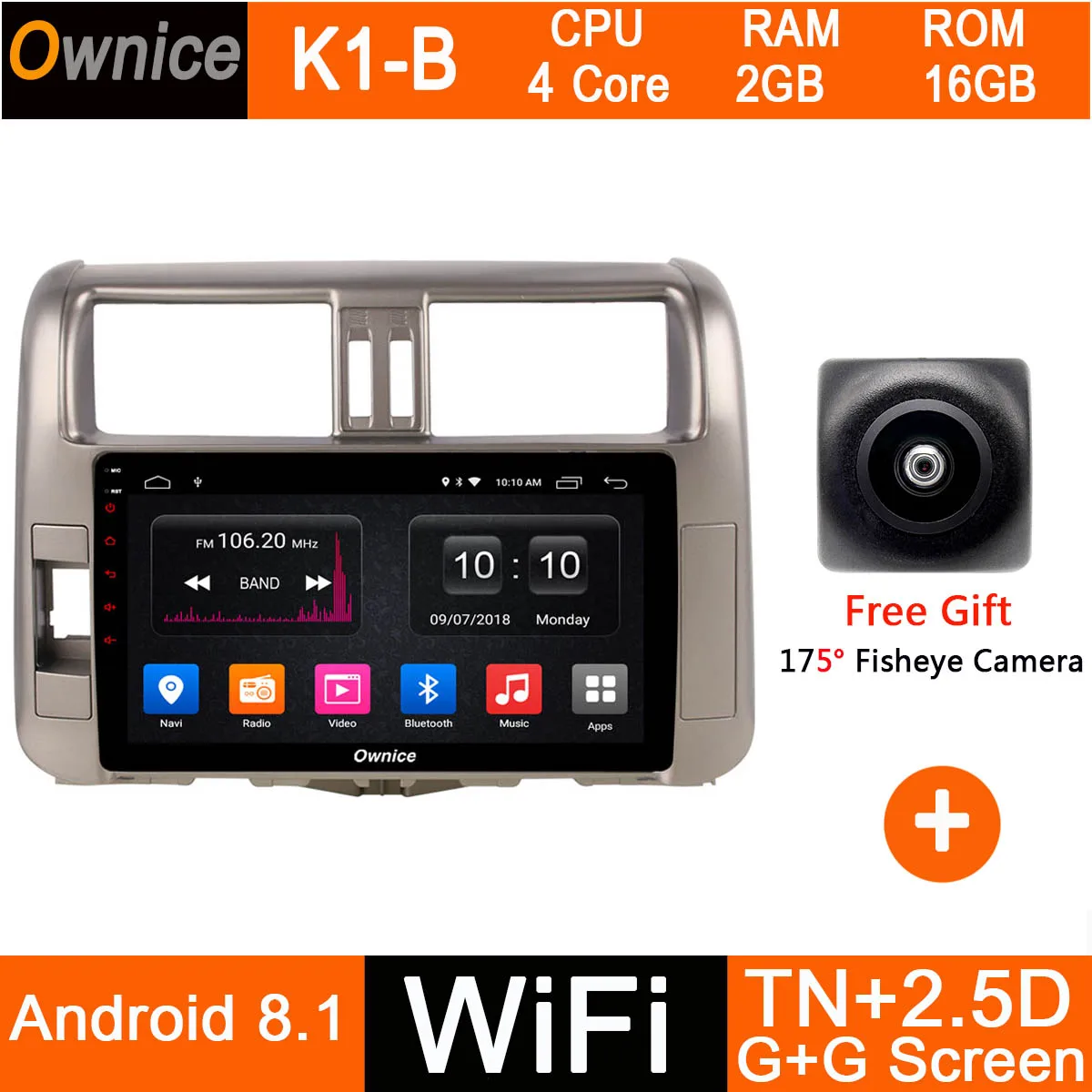 8 ядерный Android 9,0 " ips 4G ram+ 32G rom автомобильный Радио плеер gps для Toyota Prado 150 Land Cruiser 2010 2011 2012 2013 DSP CarPlay - Цвет: K1-B