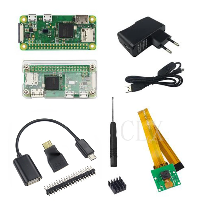 Raspberry Pi Zero W начальный комплект 5 Мп камера + Официальный чехол радиатор 2x20
