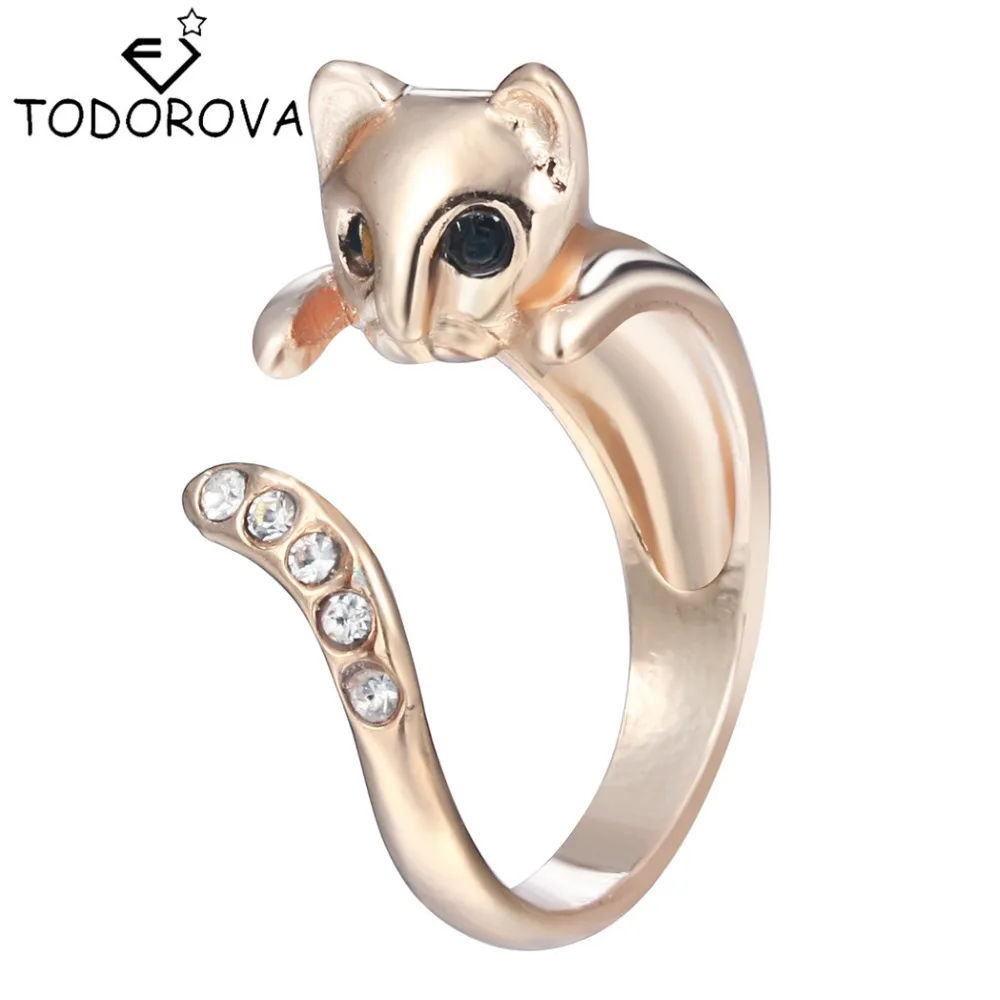 Todorova модное кошачье мужское кольцо симпатичное животное открытый палец кольцо для женщин вечерние подарок простое милое кольцо обручальное кольцо