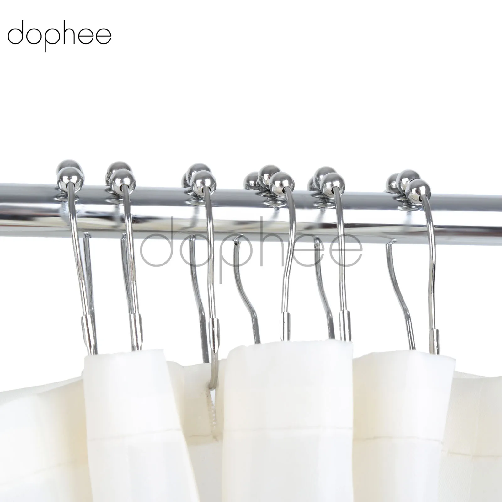 Dophee 12 шт./компл. 7*4 см из нержавеющей стали Glide занавески для ванных комнат крючки 5 никелевых роликовых шаров для дома занавес для ванной декоративные аксессуары