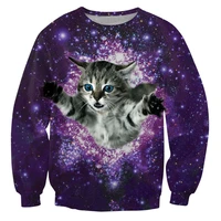 new fashion men sweatshirts 3d print funny space galaxy animal cat graphic pullovers crewneck hoddies homme streetwear