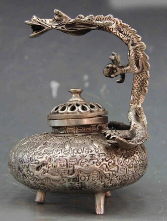 Медные, латунные, китайские поделки, Декор, Азиатский 5,5 Тибетский budismo branco, медный, серебристый, зажигательный, SD 506