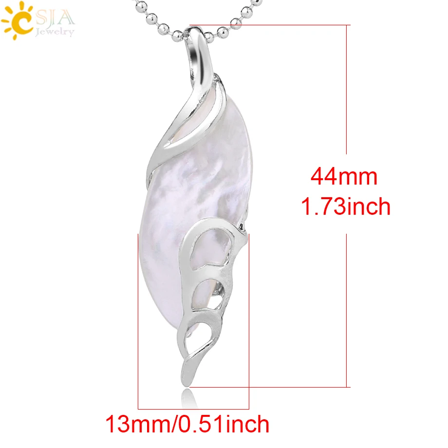 Necklace CSJA, трендовые подвески из натуральной белой раковины, в форме листа, перламутровые подвески, ожерелья с подвесками для женщин, летние ювелирные изделия, подарки G048 - Окраска металла: Necklace