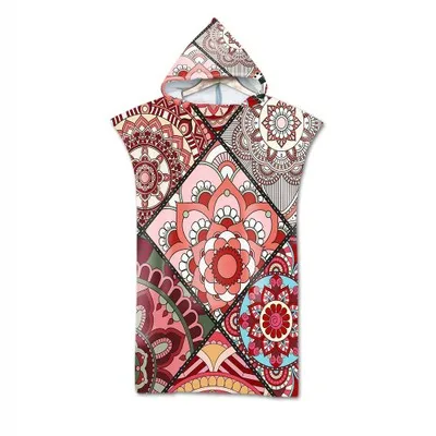 I Bohemian Printed Microfiber Bath Beach Towel with Hood Hooded Towel Poncho for Swimming Beach Surf Man Woman Bathrobe Beachwear - Цвет: I