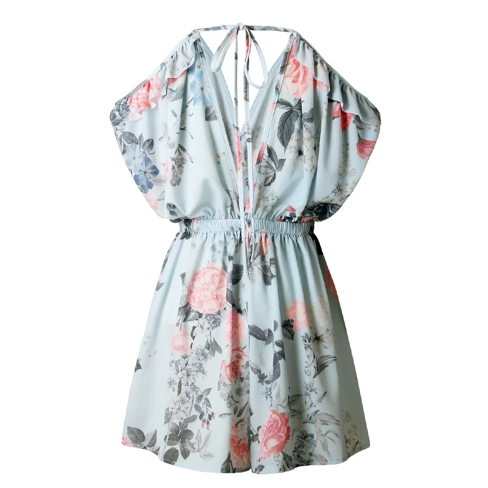 Сексуальный комбинезон Для женщин s летнее Плиссированное Цветочный Принт без