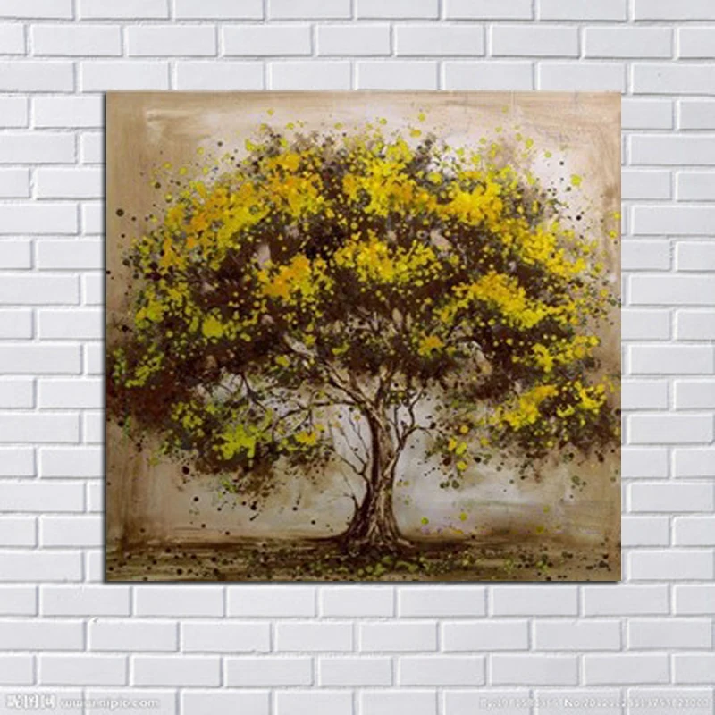 Ручная работа картина маслом на холсте желтый цветок Дерево Картина абстрактная
