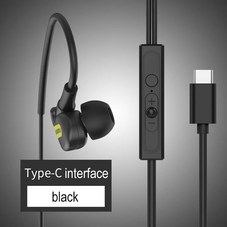 Черный Usb type C наушники проводные наушники с пультом управления микрофон Тип C наушники для huawei P30 P20 Pro Xiaomi Mi9 Oneplus 6+ 7 - Цвет: Черный