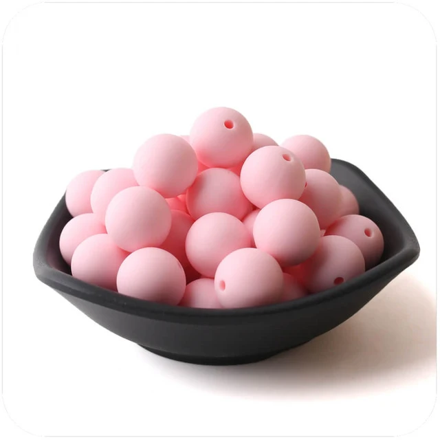 candy pink 10 шт. 15 мм Силиконовые Круглые Бусины DIY Ювелирные изделия прорезывание зубов шеи Детские Прорезыватели Для детская пустышка цепи пищевого качества силиконовые бусины продукты - Цвет: candy pink