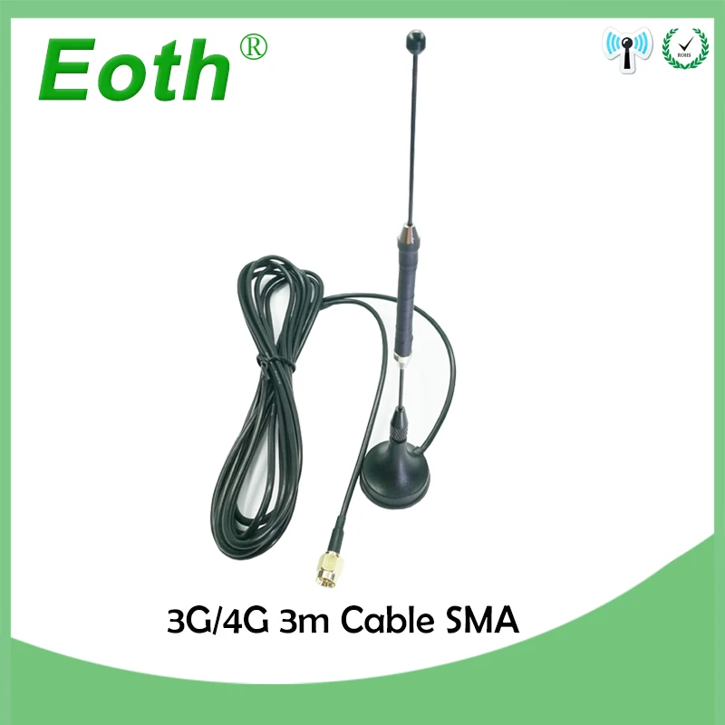 Антенна Eoth 3G 4G LTE 10dbi SMA с наружным разъемом 698 960/1700 2700 МГц магнитным основанием