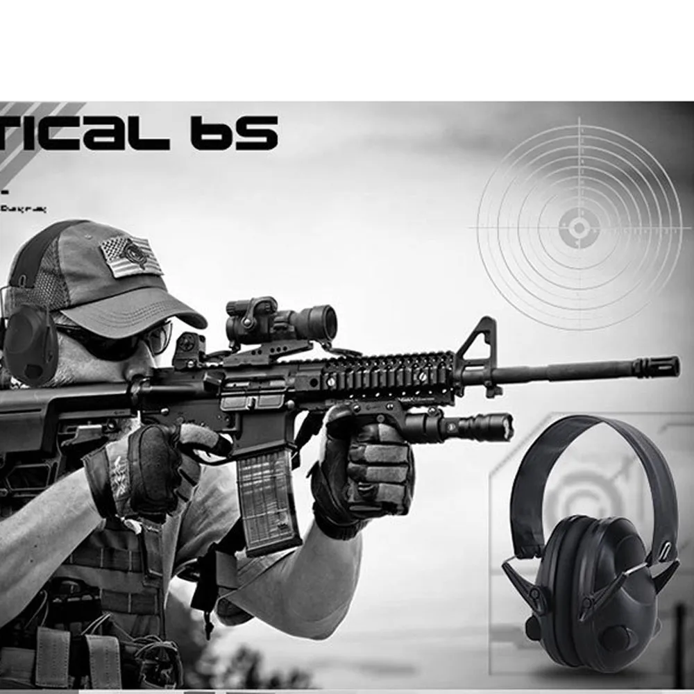 Наушники TAC 6s для съемки, умные звуконепроницаемые наушники, звукосниматели, анти-шум, активная тактическая гарнитура, питание от 4 батареек, черный