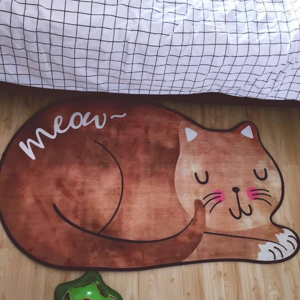 Kawaii ручная работа 3D кошачий дизайн коврик Противоскользящий для пола моющийся