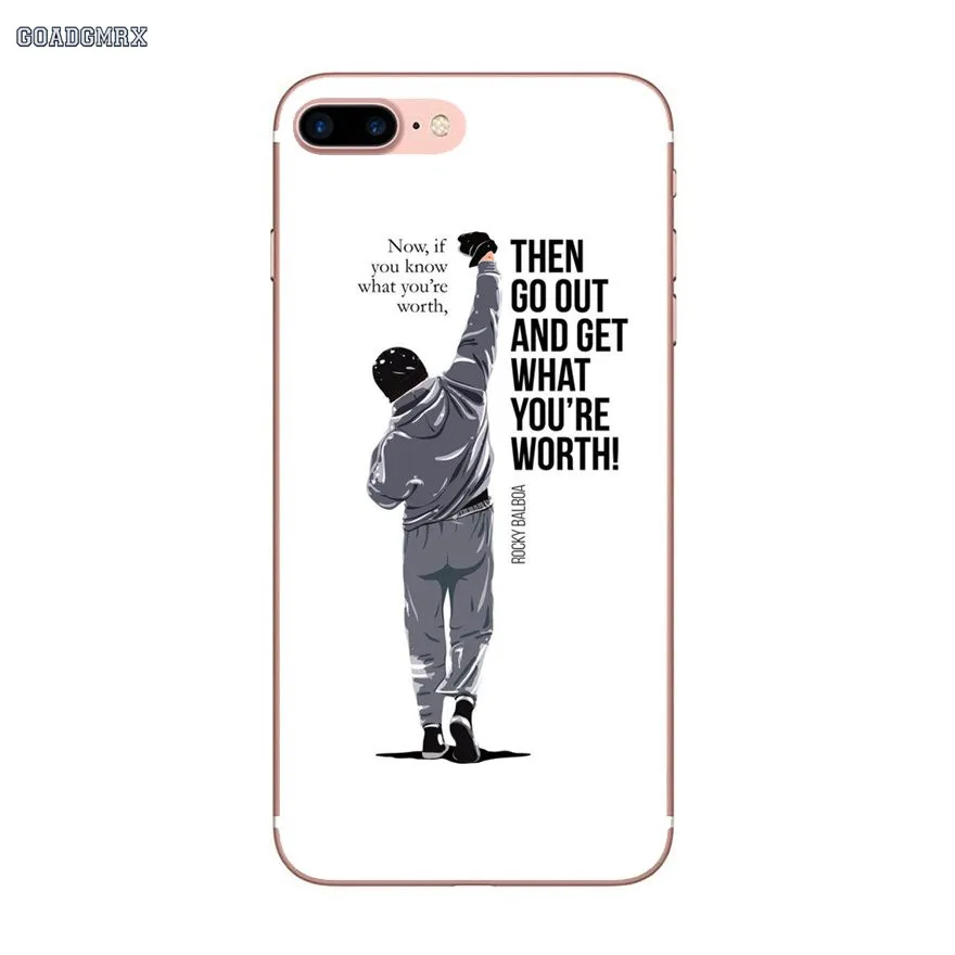Прозрачные мягкие чехлы для iPhone 6 6S 7 8 Plus X XS MAX XR 4 4S 5 5S SE 5C Rocky Balboa мотивационные слова - Цвет: image 10