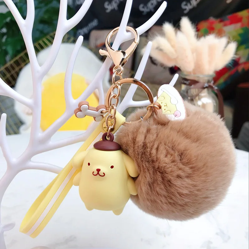 Аниме Моя Мелодия пудинг Cinnamoroll Собака Кошка меховой шар брелок милые животные плюшевый брелок сумка амулет подвесной брелок для девочек