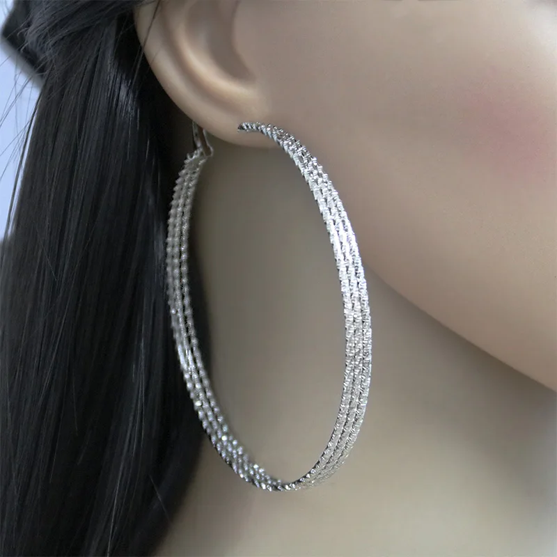 3 цвета панк стиль большие золотые серьги кольца для женщин модные Многослойные