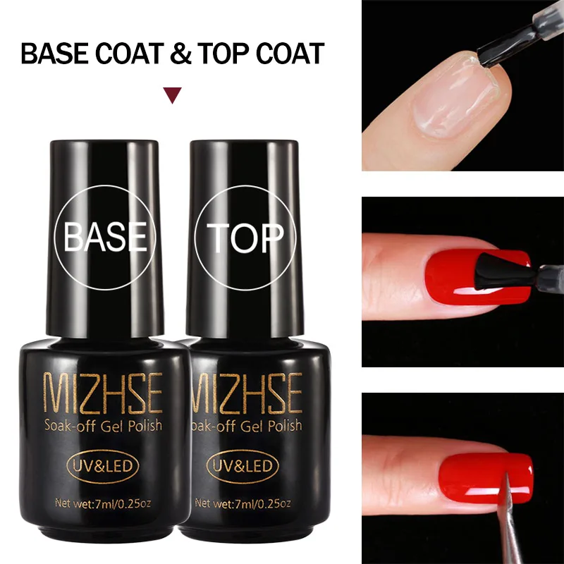 Базовое и топовое покрытие гель лака MIZHSE 2 шт. праймер для ногтей дизайн