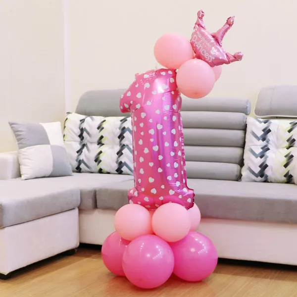 pink 1 13 шт./компл. на день рождения шары синий розовый номер Фольга шары 1 2 3 4 5 6 7 8 9 лет Happy День рождения украшения дети баллон - Цвет: pink 1