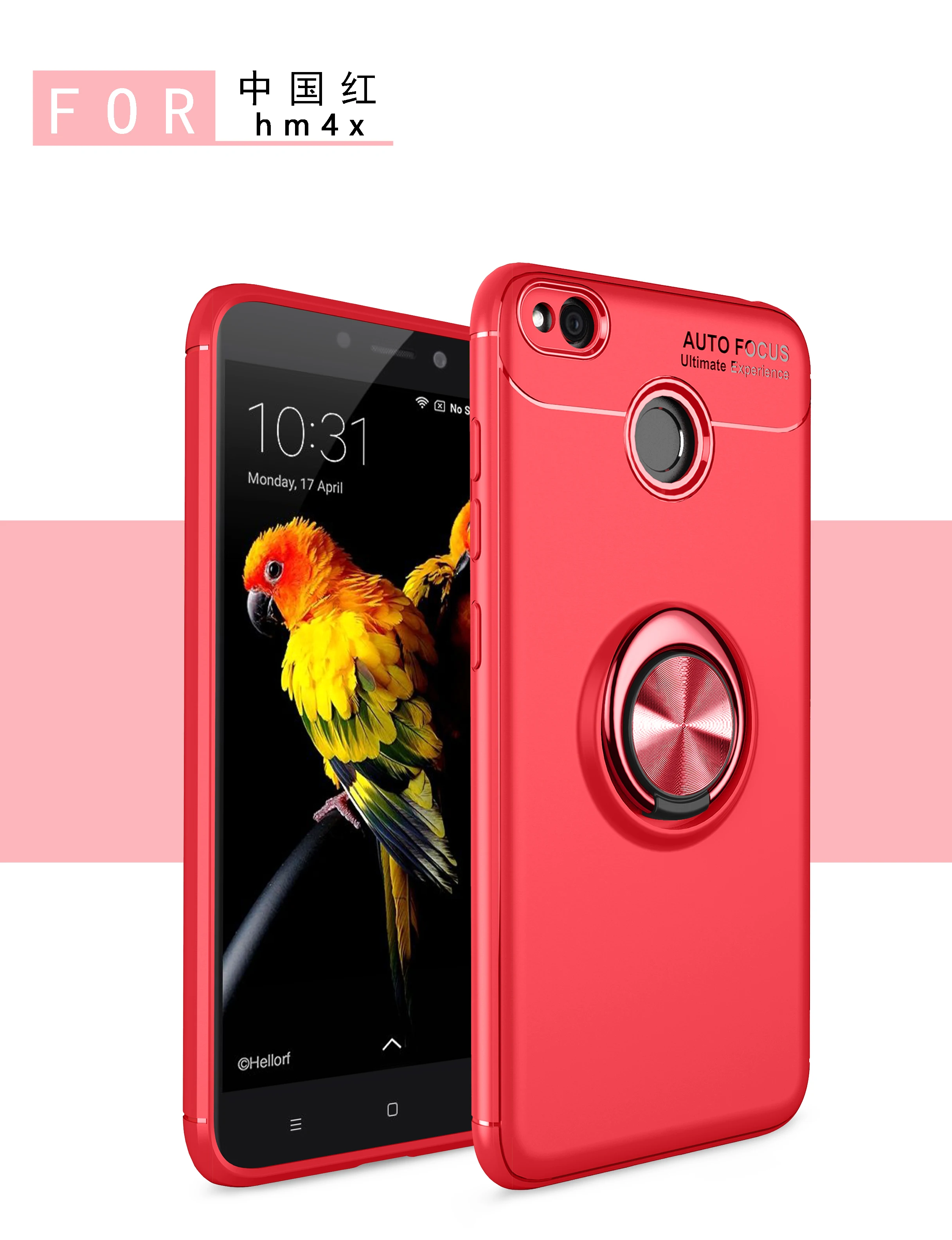 Силиконовый чехол для Xiaomi Redmi 4X4 X Red mi 4X, автомобильный магнитный держатель, чехол для телефона Xio mi Red mi X4 Red mi 4X, кольцевой чехол для телефона - Цвет: Red