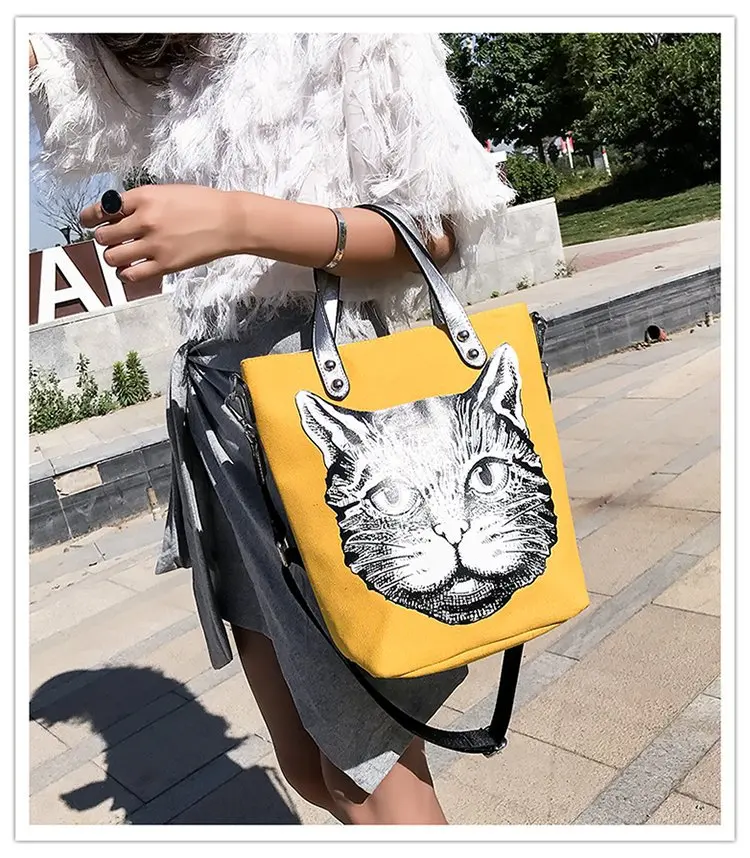2018 модная новая трендовая тканевая сумка на плечо с принтом кота для кошки хит