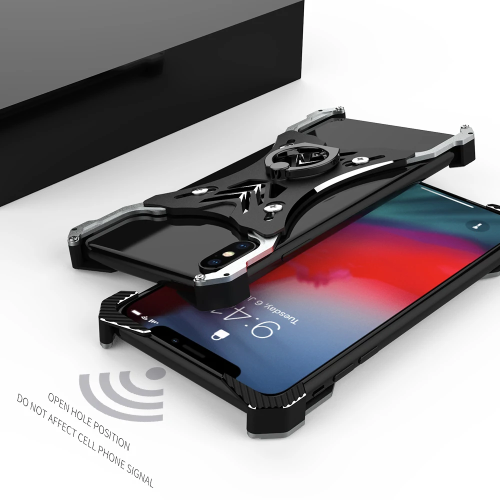 

Metal Case For iPhone XR XS MAX Kickstand Case Frame Bumper Cover For iPhoneXS MAX XR Case Aluminum with finger ringCoque Fundas