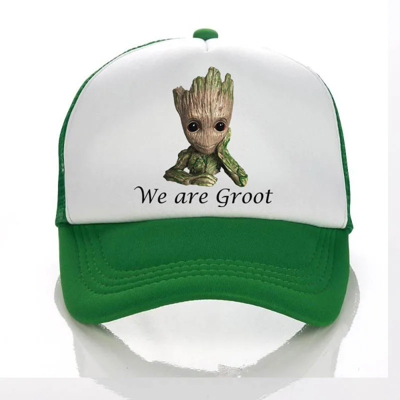 

Новинка, шляпа We are groot, Детские кепки-тракеры, летние сетчатые бейсбольные кепки от солнца для мальчиков, для взрослых/детей, «сделай сам», зе...