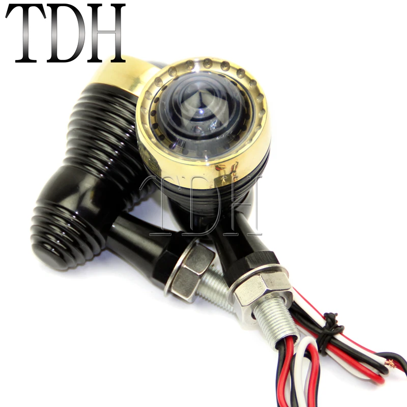 Мотоциклетный Черный с латунным поворотным сигналом светлый янтарный свет