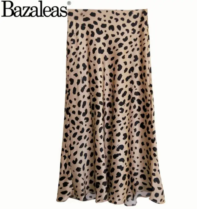 W2025 Leopard Bazaleas/ ; женская Юбка-миди с леопардовым принтом; винтажные женские юбки с высокой талией; пикантная тонкая юбка; повседневная - Цвет: W2025 Leopard