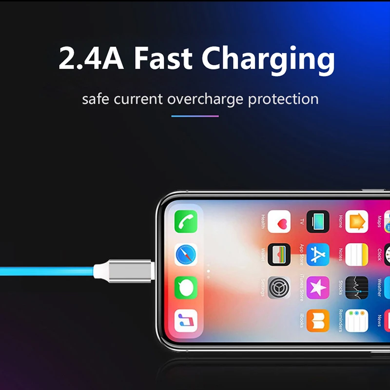 Usb-кабель Rosinop 2.4A для быстрой зарядки и управления музыкой светодиодный
