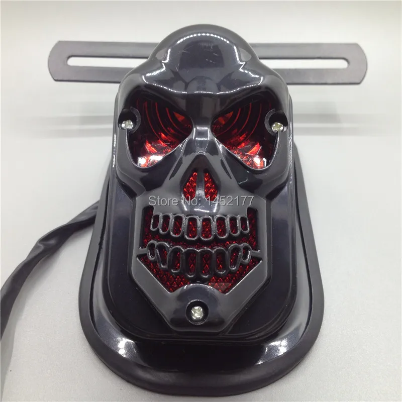 Yecnecty Универсальный мотоциклетный задний фонарь для Кафе Racer 12 В черный череп