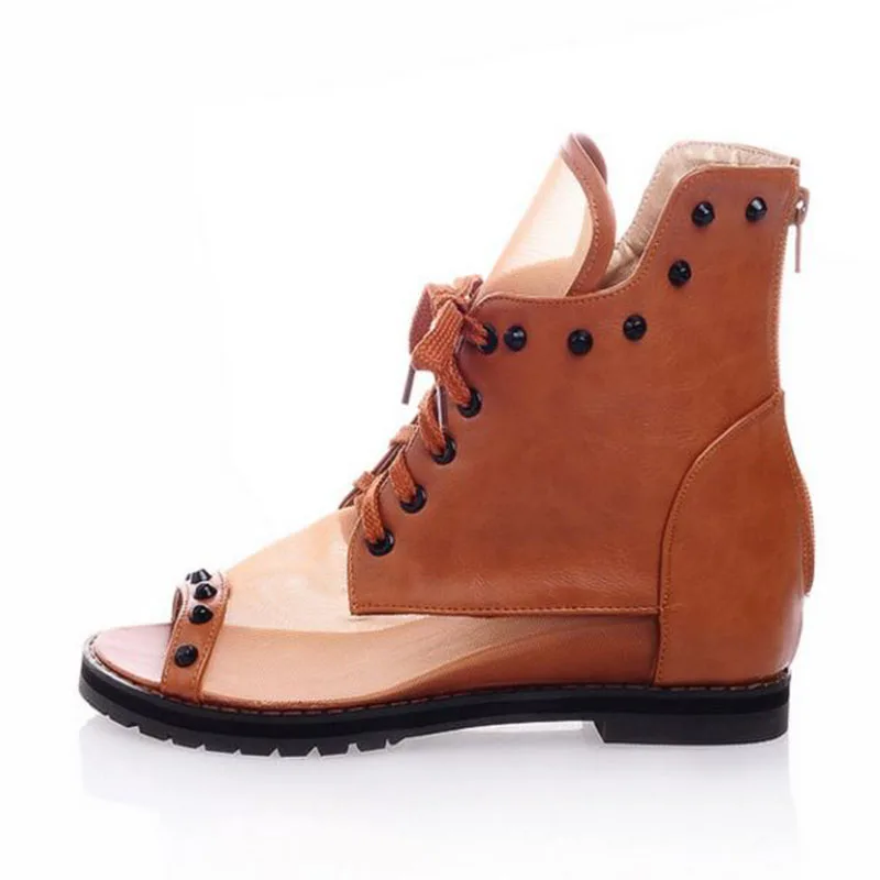 CoolCept/летние женские сандалии туфли на плоском ходу с открытым носком молнии