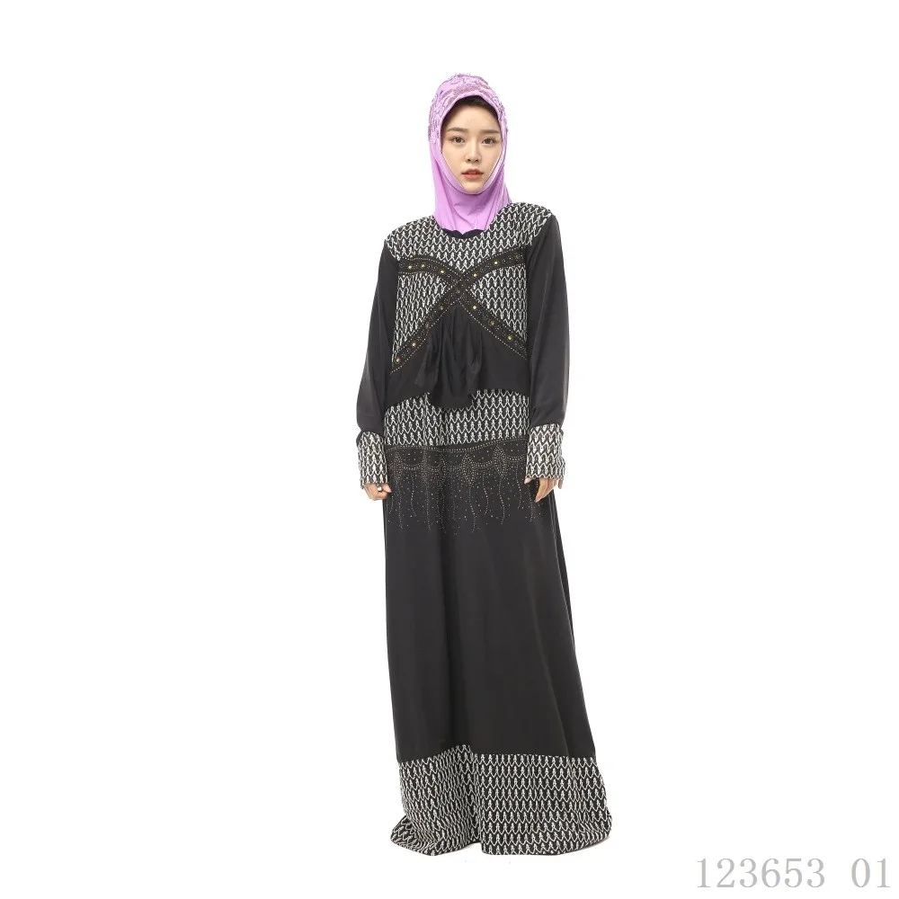 2019 Islamic Clothing New Muslim Dress Long Sleeve Abaya Dubai O Neck Robe Longue Femme Black Djellaba Baju Wanita | Тематическая