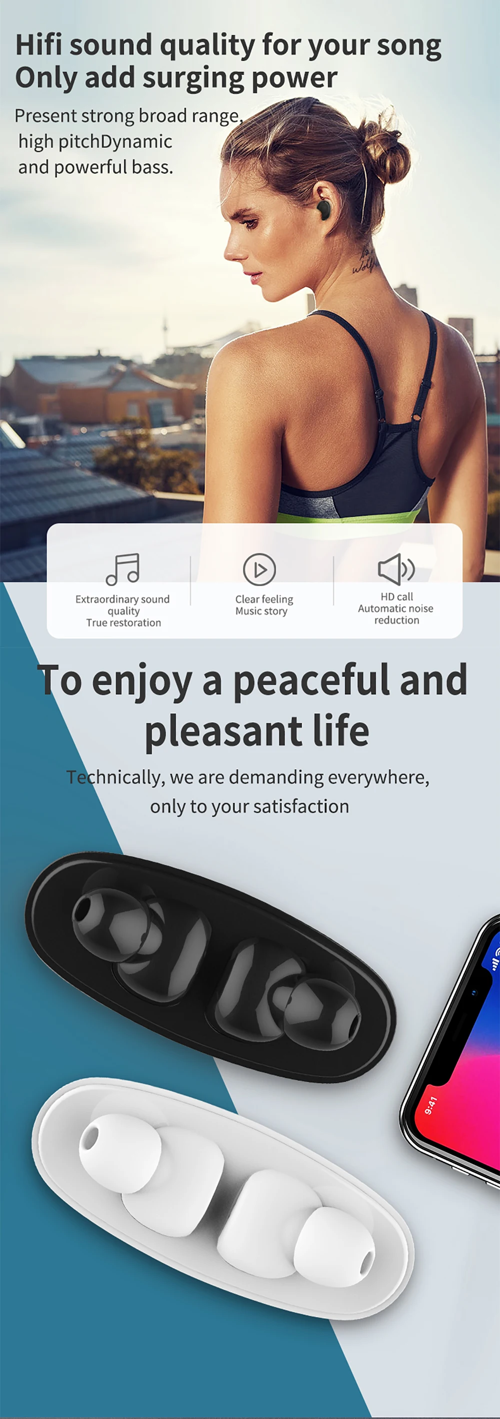 Sluchawki Bluetooth ecouteurs Новое поступление IPX5 Водонепроницаемый TWS T6 гарнитура 5,0 стерео истинный беспроводной fones аурикулярная